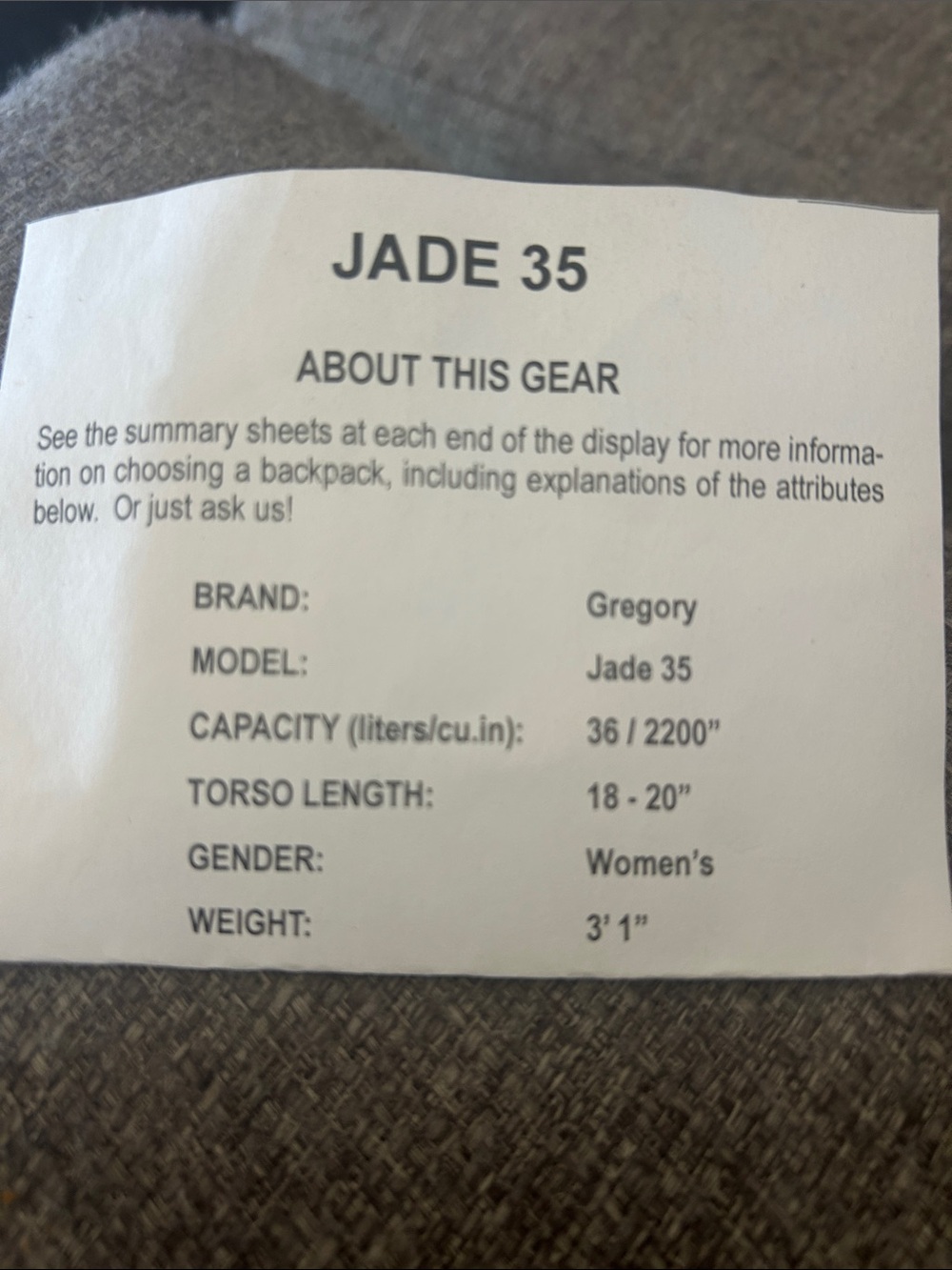 Gregory JetStream DTS Jade 35 Hiking Backpack – New with Tags - Picture 3 of 9